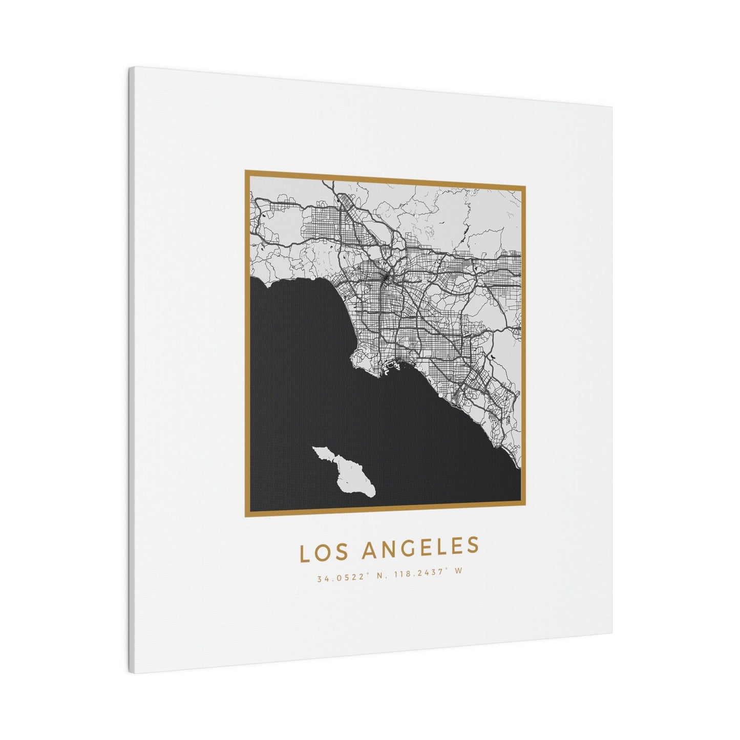 LA Hometown on White Canvas (Golden Trim)