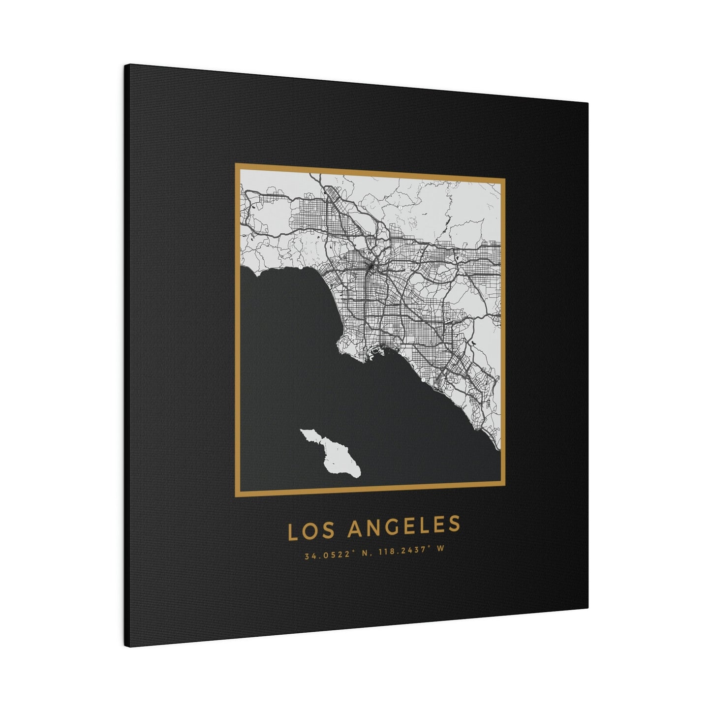 LA Hometown on Black Canvas (Golden Trim)
