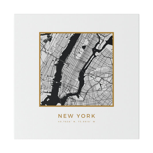 NYC Hometown on White Canvas (Golden Trim)