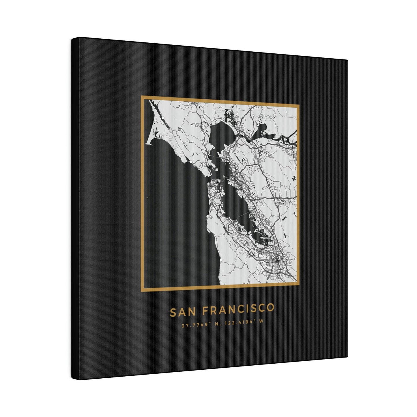 San Francisco Hometown on Black Canvas (Golden Trim)