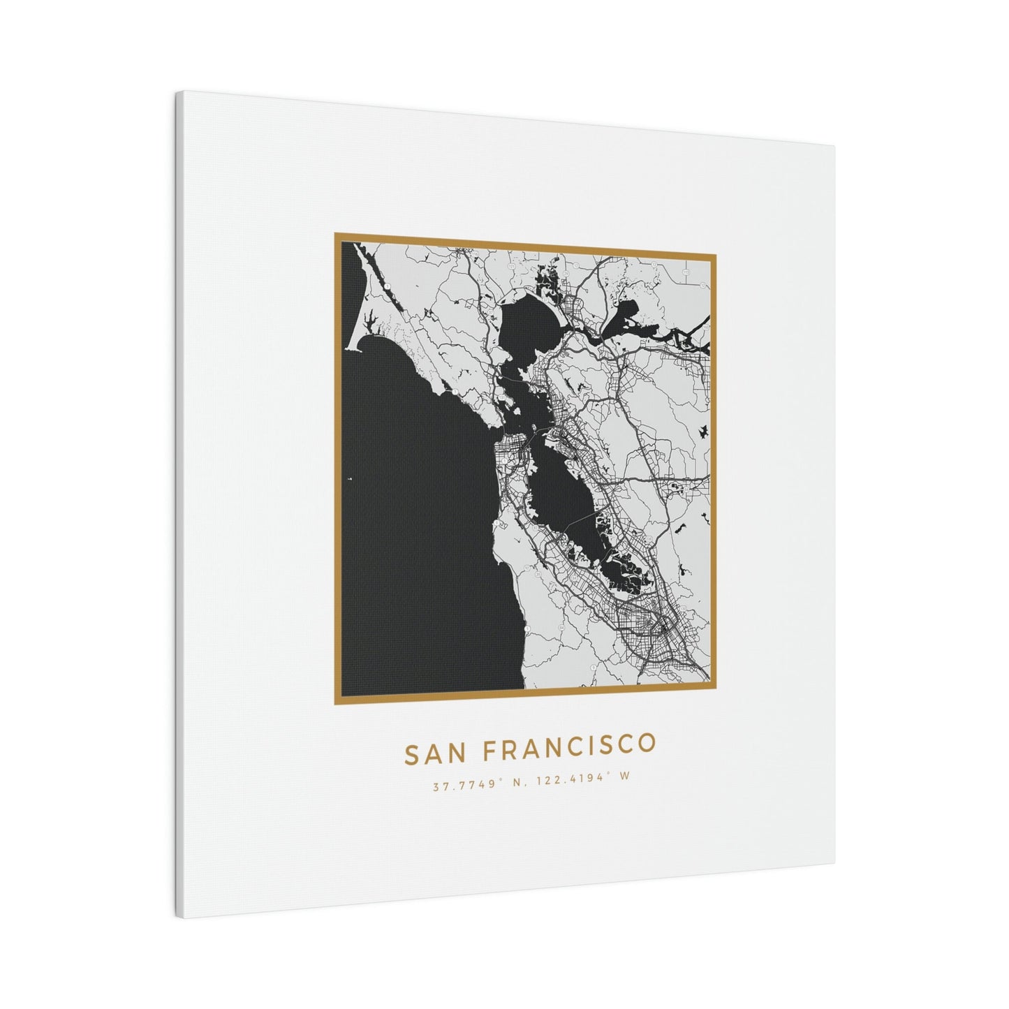 San Francisco Hometown on White Canvas (Golden Trim)
