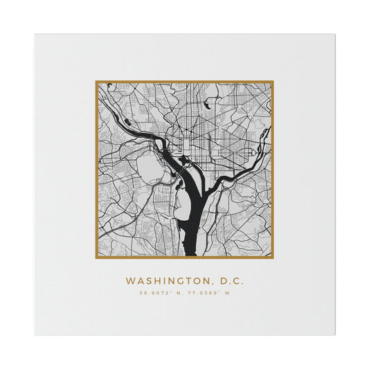 DC Hometown on White Canvas (Golden Trim)