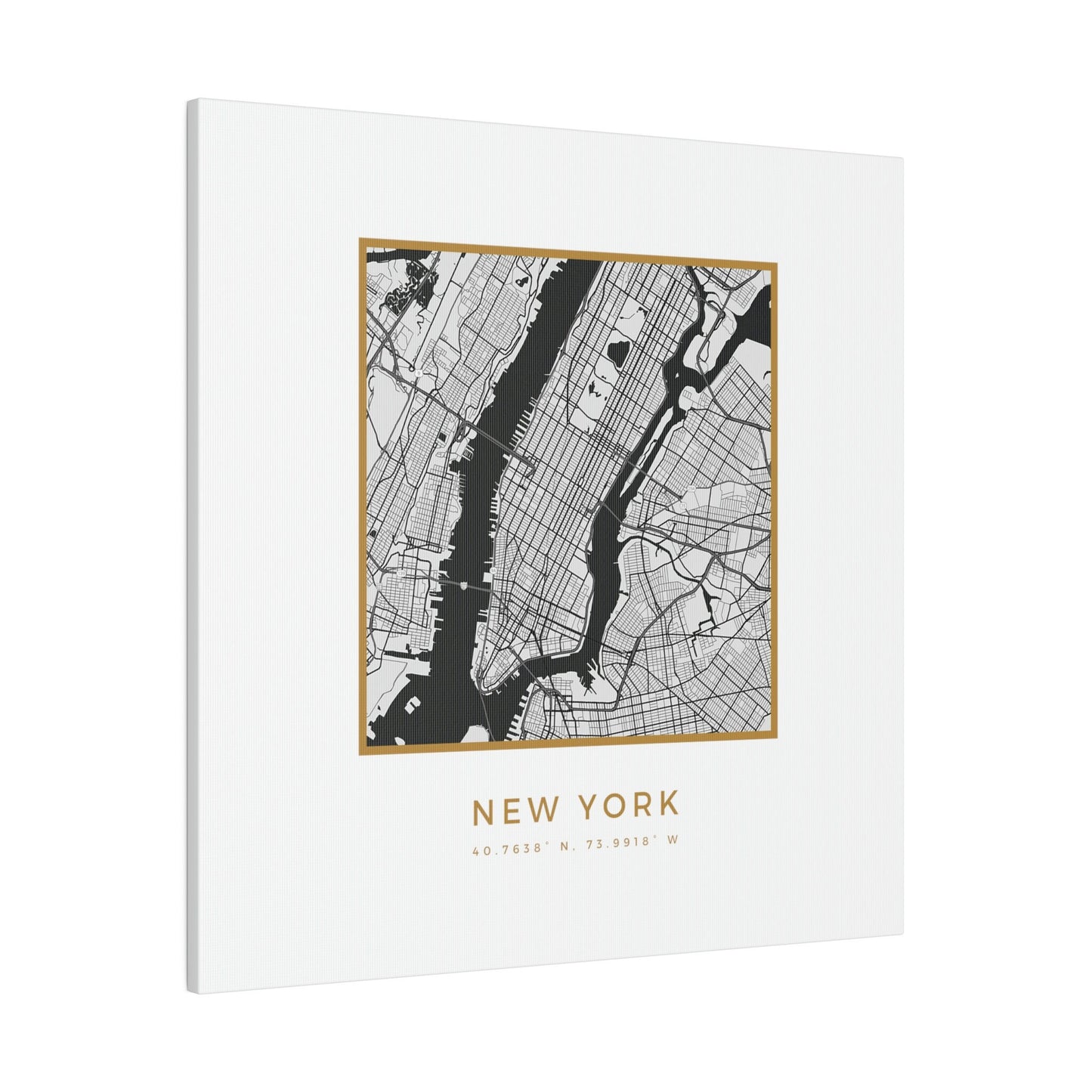 NYC Hometown on White Canvas (Golden Trim)