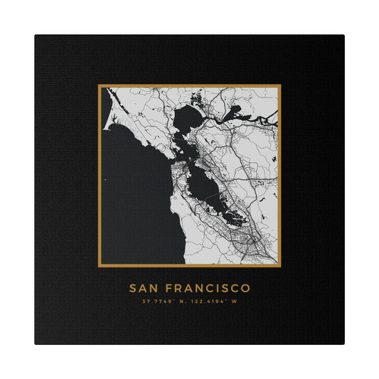 San Francisco Hometown on Black Canvas (Golden Trim)