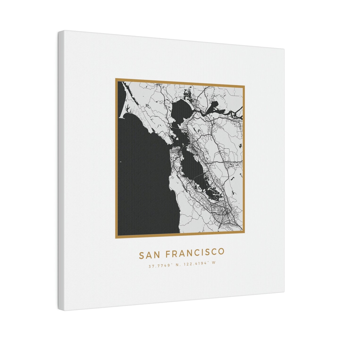 San Francisco Hometown on White Canvas (Golden Trim)