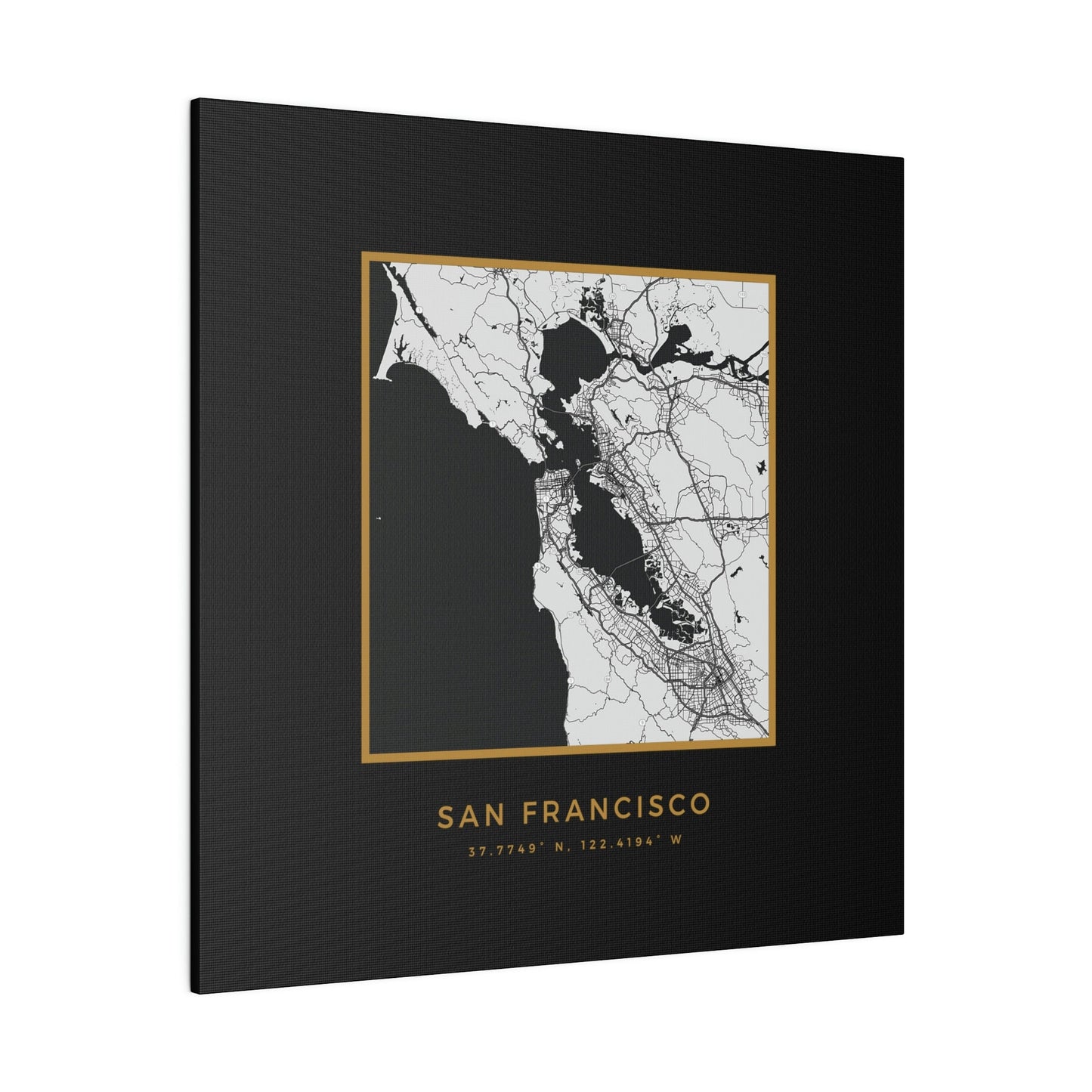 San Francisco Hometown on Black Canvas (Golden Trim)