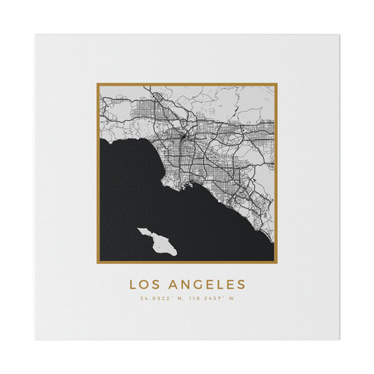 LA Hometown on White Canvas (Golden Trim)